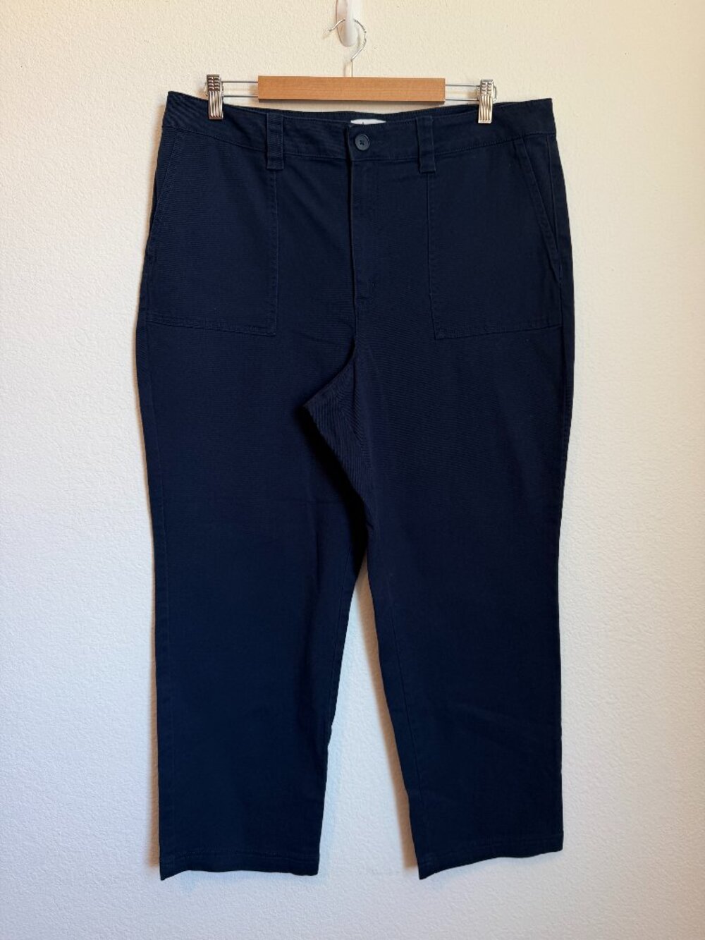 LOFT High Rise Tapered Leg Cotton Navy Casual Pants NWT Size 16